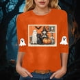 thumbnail image 3 of Towmus Halloween Women's Casual 3/4 Sleeve T-Shirts Crew Neck Graphic Printed Tunic Tops Basic Tees Blouses, 3 of 4