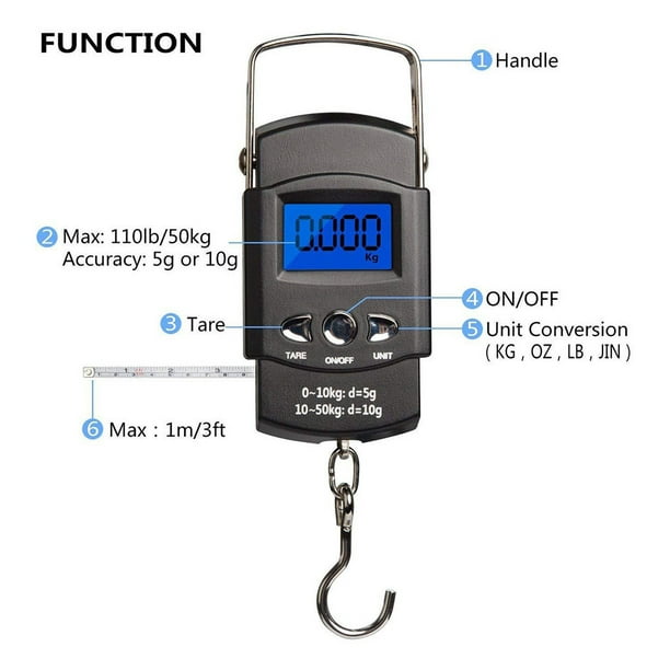 au- 50kg Hanging Scale Electronic Fishing Weights Digital Scales (Large  Hook)