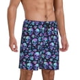 thumbnail image 2 of Fotbe Skull purple flower Pantalones Cortos de Pijama para Hombre, Ropa de Dormir, Pantalones de Pijama Cortos para Hombre-Small, 2 of 6