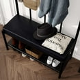 thumbnail image 6 of Allewie Coat Rack Shoe Bench, Freestanding Hall Tree, Entryway Bench with Storage Shelves, Upholstered Sponge-Padded Seat, Black, 6 of 7