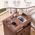 thumbnail image 2 of Leyaoyao Farmhouse Nightstand with Charging Station, 3-Tier Night Stand with Open Shelf, Modern Bedside Table for Living Room, Bedroom, Brown, 2 of 6