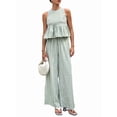 thumbnail image 2 of Women'S 2 Piece Gingham Set Summer Outfits Ruffle Tank Top and Wide Leg Pants Matching Lounge Set Bean Green XL, 2 of 10