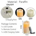 thumbnail image 4 of 4X LED Candles, Flickering Flameless Candles,Rechargeable Candle, Real Wax Candles with Remote Control,10cm, 4 of 5