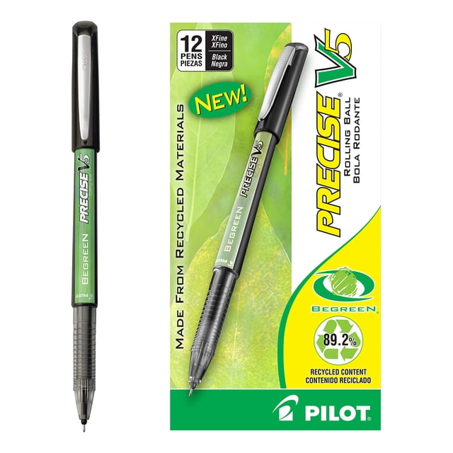 Tinta líquida con tapa BeGreen Pen Pilot Precise V5, 0,5 mm, paquete de 12