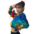 thumbnail image 4 of Seyurigaoka Women's Tie-dyed Crop T-shirt, Long Sleeve Round Neck Short Top, 4 of 6