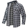 thumbnail image 4 of Mens Western Flannel Shirt Pearl Snap Long Sleeve Checkered Plaid Regular Fit Shacket Lightweight Christmas Jacket, 4 of 7