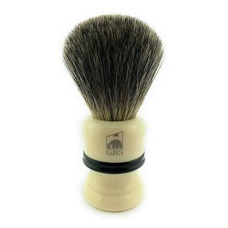 GBS 100% Pure Badger Bristle Ivory with Black Strip Shaving Brush! Use with any Soap Cream or Foam - Compliments All Razors, and Mugs! Ultimate Best Wet Shaving
