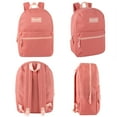 thumbnail image 5 of Classic Solid Color 17 Inch Backpack with Front Zipper Accessory Pocket, Dual Zipper Closure & Padded Shoulder Straps for Work, Office, Gym, Sports, Travel, Commute & Recreation in Coral, 5 of 7