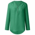 thumbnail image 5 of SDNall Womens Summer Long Sleeve Zip Casual Tunic V-Neck Rollable Blouse Tops, 5 of 9