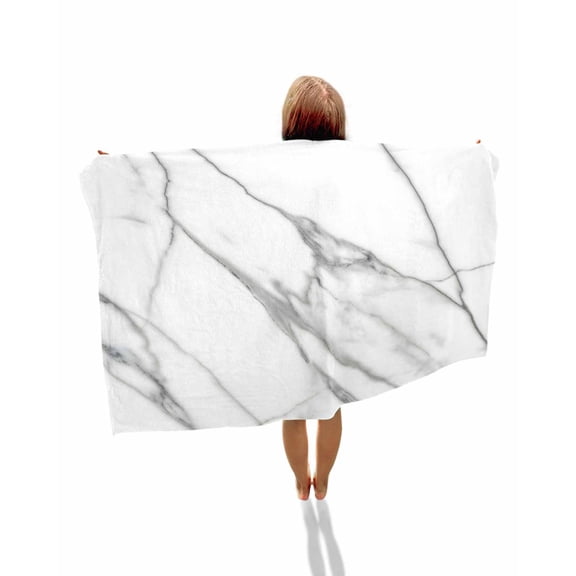 Marble White Beach Towels Oversized Super Absorbent, Ombre Grey Modern Minimalist Lightweight Bath Towel Quick Dry Sets For Bathroom/Pool/Rv Camping/Beach Play/Gym Room/Picnic 23"x47"