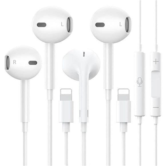 Auriculares con certificación Apple MFi con micrófono para iPhone (paquete de 2)