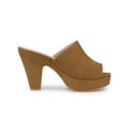 thumbnail image 3 of BLISSFUL STEP Women's Shoes Chunky Platform Open Toe Slides Block Heel Sandals Brown 7, 3 of 7
