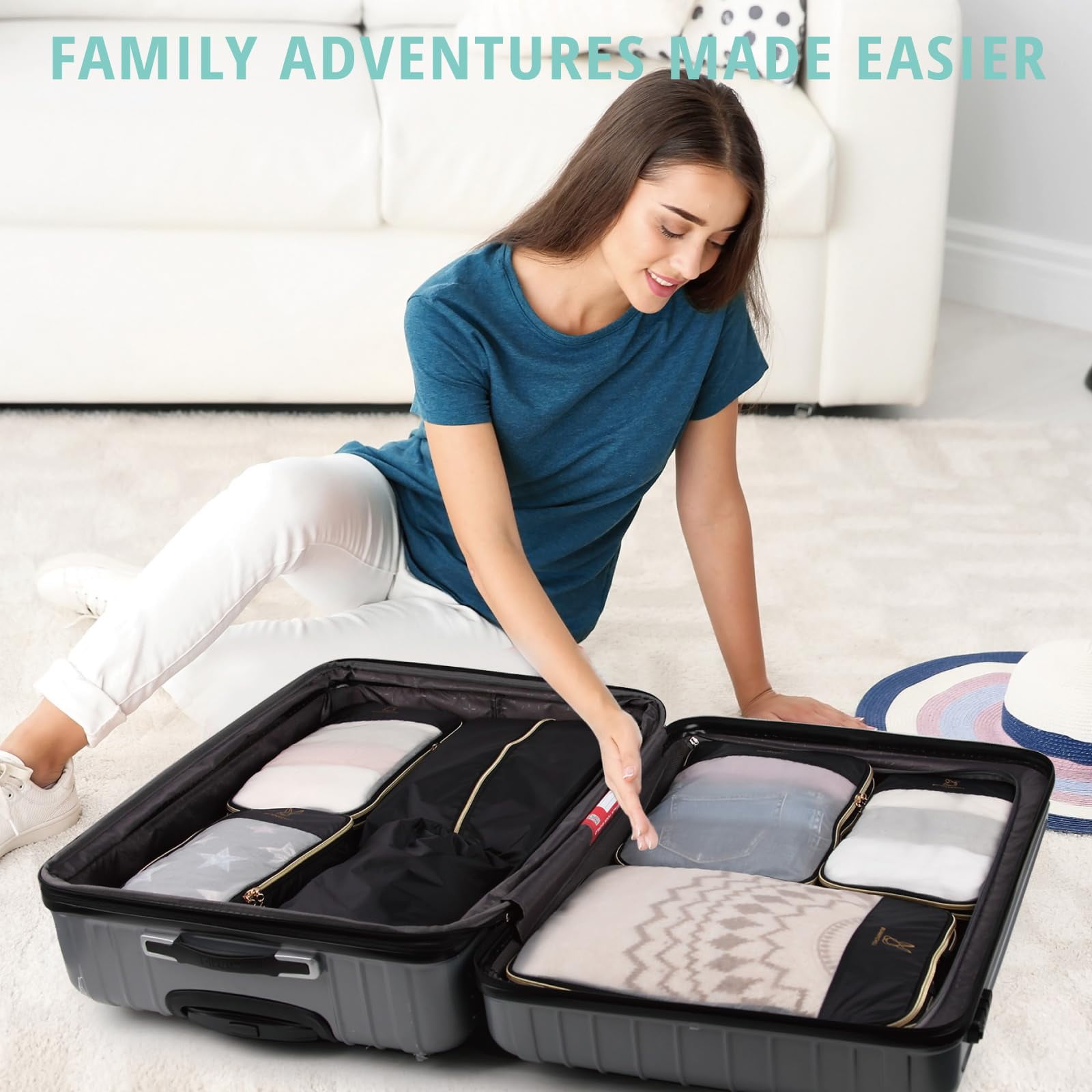 TRIPGEAR 6 Set Mesh Travel Packing Cubes,Lightweight Organizer Bags for Luggage Storage