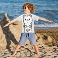 thumbnail image 3 of FORMRS Boys Rash Guard Short Sleeves Swim Shirt Quick Dry UPF 50+ Sun Protection, Sizes 3-12T, Cute Chubby Cat, 3 of 6