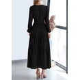 thumbnail image 4 of Vestido PRETTYGARDEN 2025 Maxi Cuello en V Manga Larga Negro Talle L, 4 of 7