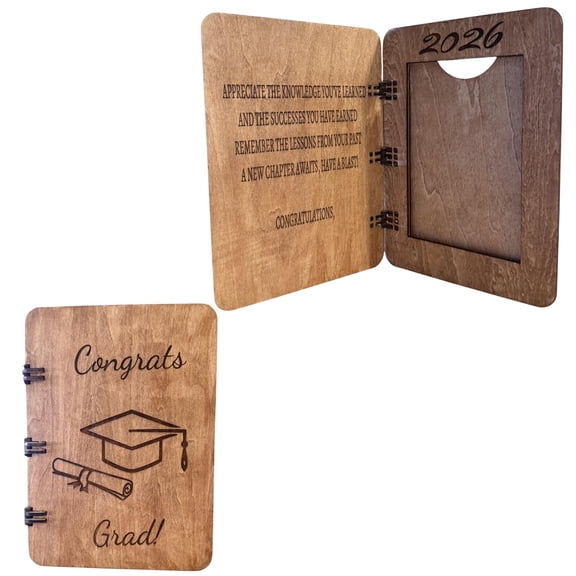 Wooden Graduation Greeting Card 4x6 Picture Frame, Engraved Keepsake Card, Graduation Gift