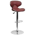 thumbnail image 1 of Contemporary Cozy Mid-Back Burgundy Vinyl Adjustable Height Barstool with Chrome Base, 1 of 9