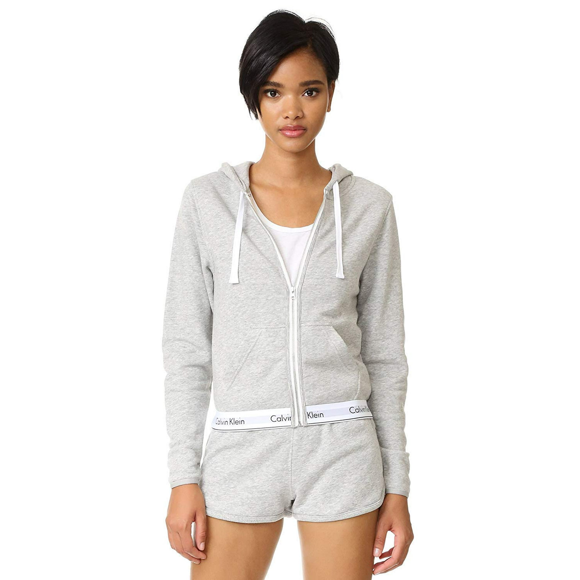 Calvin Klein Women's Modern Cotton Full Zip Hoodie Top, Grey Heather, Large  | Walmart Canada