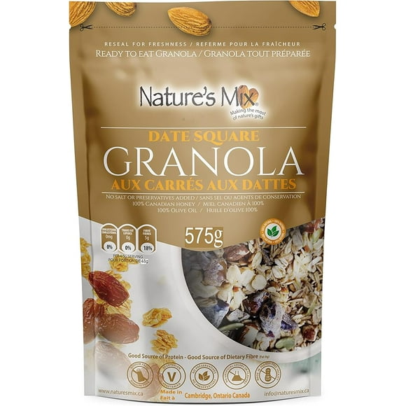 MADE IN CANADA - Nature's Mix Date Square Granola, Resealable Bag, 575g