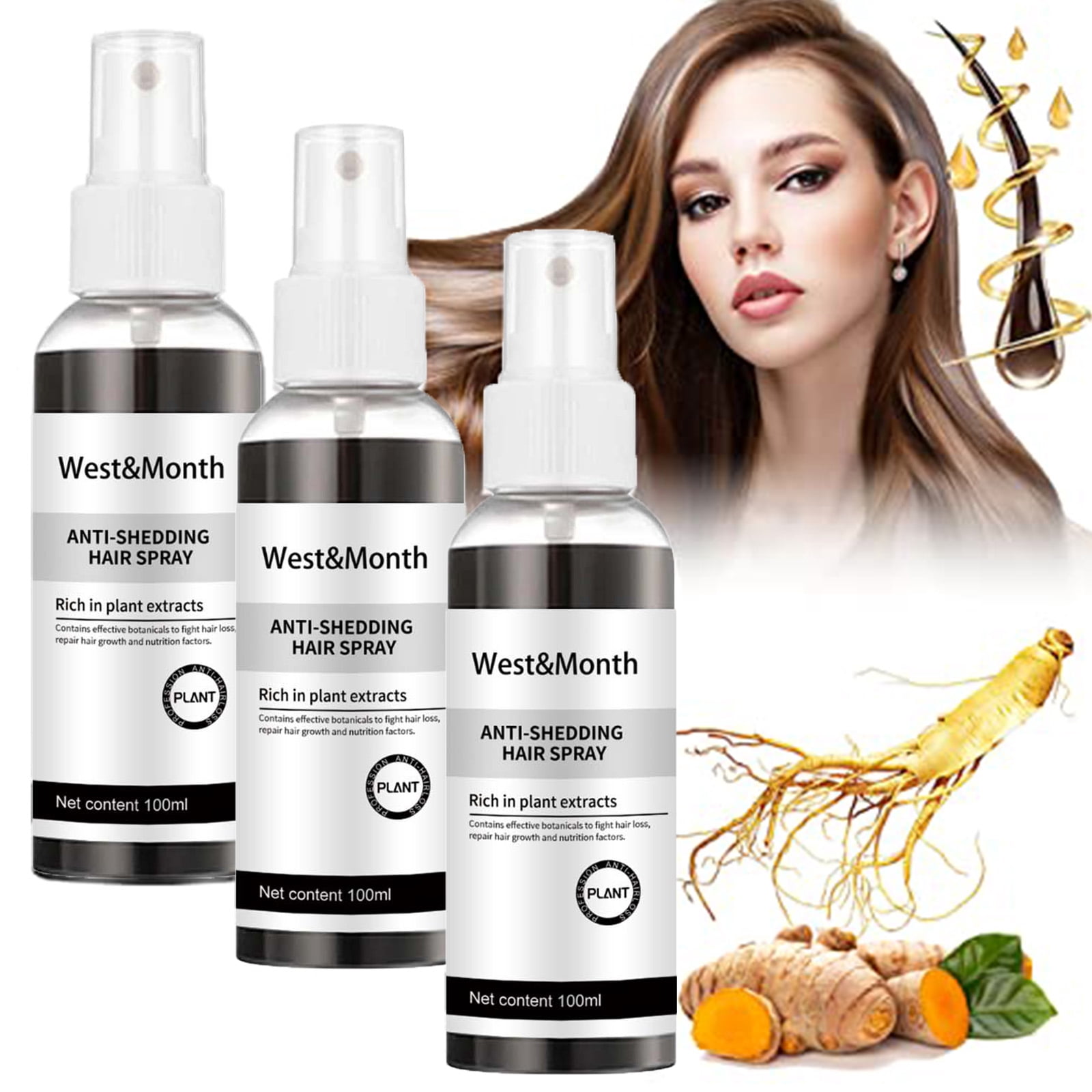 2023 New Blusoms AntiShedding Hair Spray, Natural Herbal Hair Growth Essence Spray