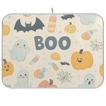 Yayeee Dish Drying Mat for Kitchen Counter Ultra Absorbent Easy Clean Pad 24x18", Halloween Cute Pumpkins