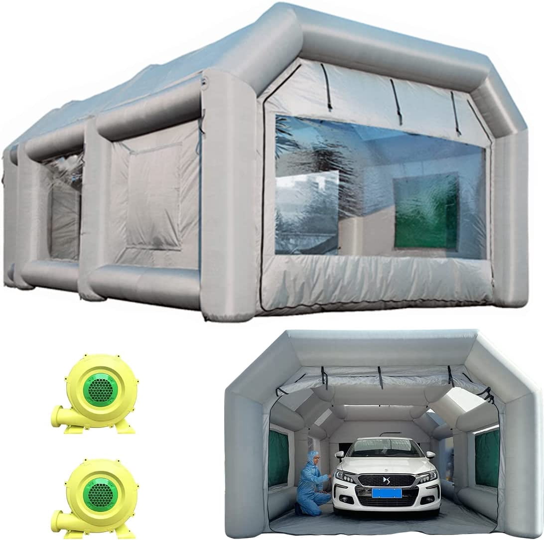 Sewinfla Indoor Inflatable Paint Booth with Air Draft Device 23x13x8.5Ft with Blowers