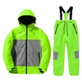 thumbnail image 2 of SGFCWSX Kids Girls Waterproof Ski Outfit Set Color Block Insulated Snowboard Jacket and Pants for Snowboarding & Skiing Mint Green Size 9-10 Years, 2 of 9