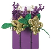 Way To Celebrate Mardi Gras Glittery Fleur de Lis Picks, 2 Count