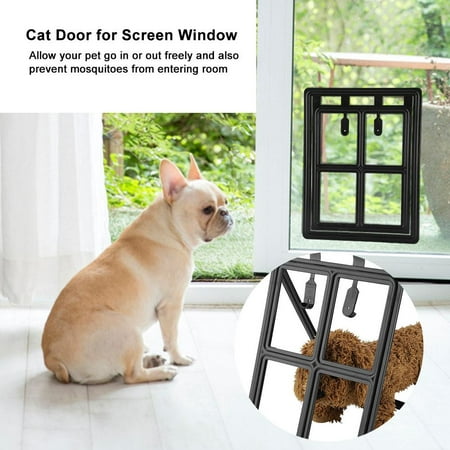 Ejoyous Cat Door for Screen Door, Cat Door,Plastic Pet Dog Puppy Cat Door Magnetic Locking Safe Flap for Screen Window (Best Microchip Cat Flap Reviews)