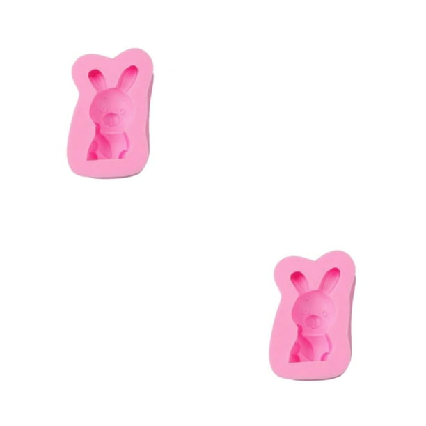 Bewildely Molde de silicona de animales de dibujos animados para fiestas, comedor, café, cocina, gelatina, molde para pastel de Chocolate, Rosa Tipo 1 2piezas