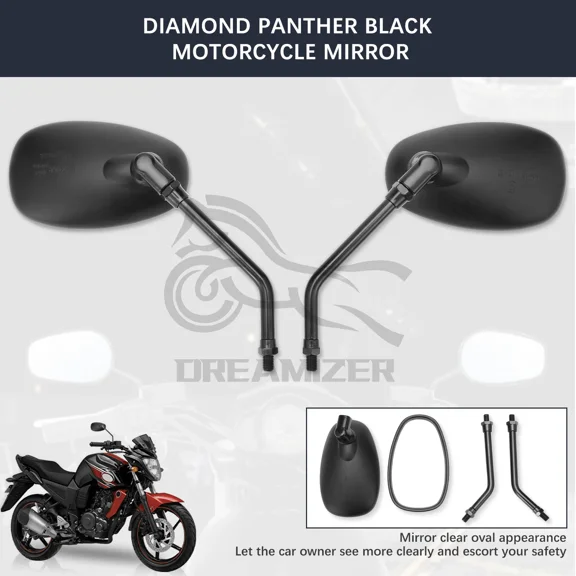 M10 Side View Mirrors Black - Universal Motorcycle Rear Mirror Parts Compatible Yamaha MT-09 FZ-07 FZ-25 V-max SV1900 XT-660 Warrior, Kawasaki Ninja Z1000 Z750 ER-6F ER-6N