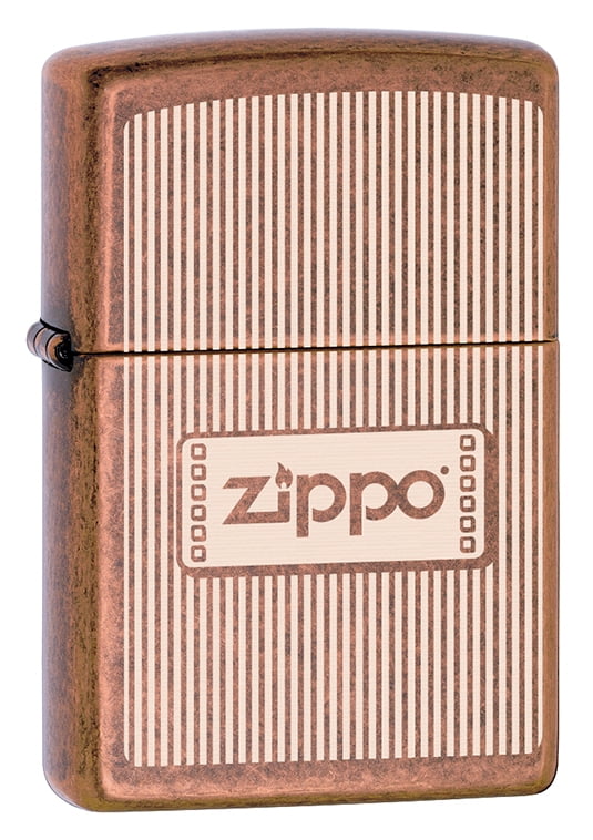 Zippo Lighter Engraved Lines and Zippo Logo Antique Copper 79728