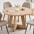 thumbnail image 2 of 47" Round Dining Table for 4 People, Modern Farmhouse Wooden Kitchen Table for Dining Room, Natural, 2 of 8
