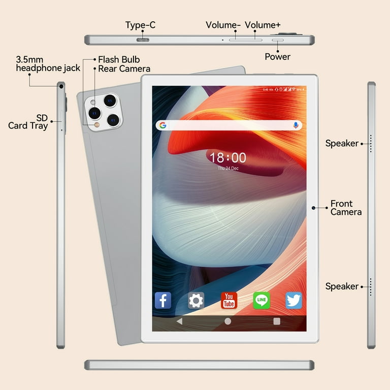 Android 12 Tablet, 10.1 inch Tablet, Octa-Core Processor with 16(8+8)GB RAM 128GB ROM,5G Wi-Fi Tablet,Dual 13MP+5MP Camera,WiFi,Bluetooth,GPS,1TB Android 12 Tablet, 10.1 inch Tablet, Octa-Core Processor with 16(8+8)GB RAM 128GB ROM,5G Wi-Fi Tablet,Dual 13MP+5MP Camera,WiFi,Bluetooth,GPS,1TB