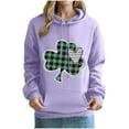 thumbnail image 4 of Women's St Patrick'S Day Loose Sweatshirt Pullover Clover Print Casual Irish Pullover Tops Purple XL, 4 of 4