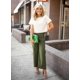 thumbnail image 4 of Pantalones miduo para mujer, cintura alta, pernera ancha, verde 28, 4 of 6