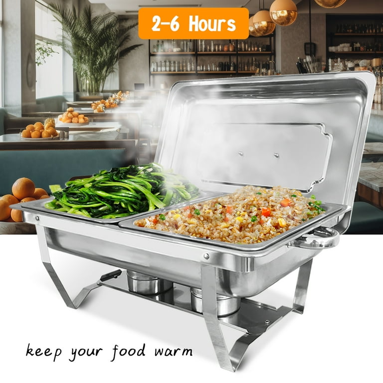 Jacgood Chafing Dish Buffet Set 2 Pack 8QT Stainless Steel Food Warmer  Chafer Complete Set with Water Pan, Chafing Fuel Holder for Party Catering