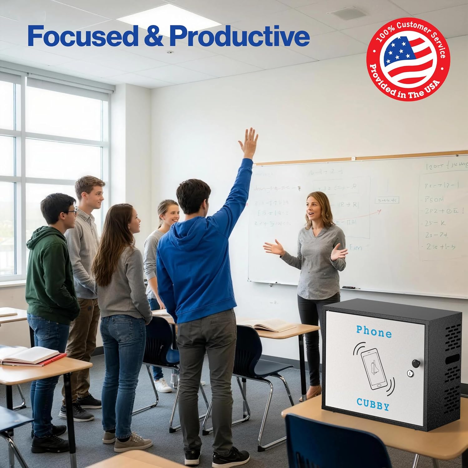 POCHAR 36-Slots Cell Phone Holder for Classroom and Office, Metal Lock Box Storage Cabinet - Phone Caddy with 2 Keys