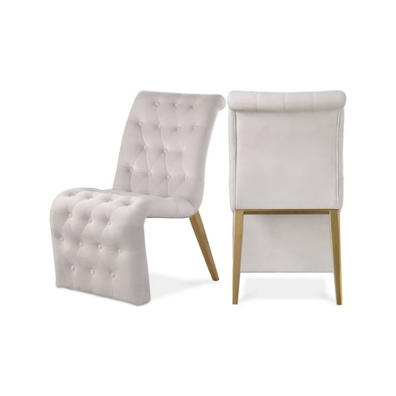 Meridian Furniture Curve Cream Velvet Dining Chair (Set of 2)