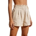 thumbnail image 4 of cocolona Womens Summer Casual Pleated Beach Shorts Solid Color Ruffled Elastic Waist Wide Leg Shorts with Pocket, 4 of 5