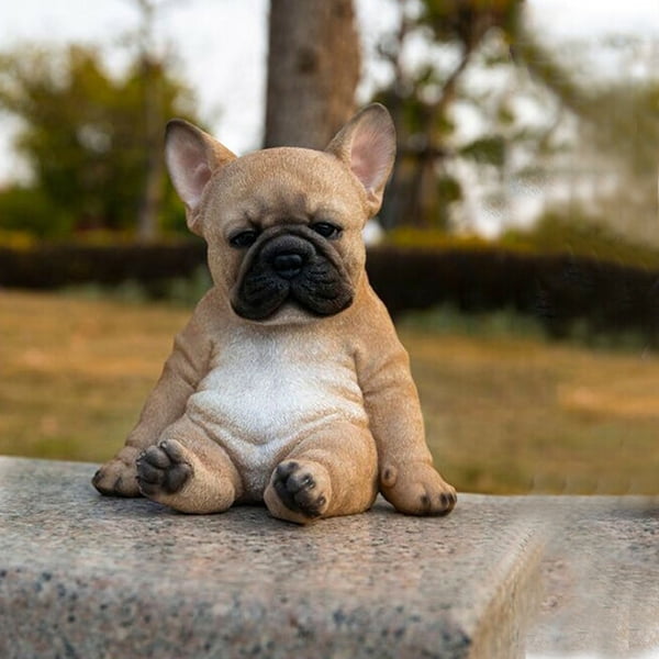 VALINK Sleepy French Bulldog Puppy Statue Resin Lawn Sculpture ...