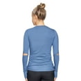 thumbnail image 3 of Expert Brand USA-Made Women's MoCA Cotton Blend V-Neck Long Sleeve, Stone Blue, Medium, 3 of 5