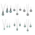 thumbnail image 3 of LYMAYTER Collier Rétro Boucles d'Oreilles 2 Pcs/ensemble Collier & Boucles d'Oreilles Style Ethnique - Faux Turquoise, Incrusté de Strass, Pendentif Collier & Crochet Boucles d'Oreilles, 3 of 7
