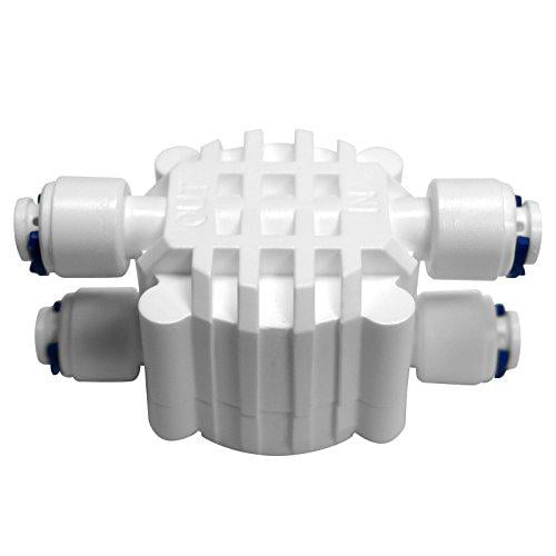 Water Purifier Filter Valve,1/4 4 Way RO Auto Shut-Off Valve with Quick Fittings for Reverse Osmosis Water Purifier 