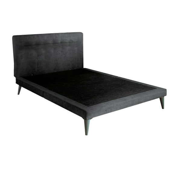 Cama Matrimonial Roomi con Cabecera Tapizada Color Gris