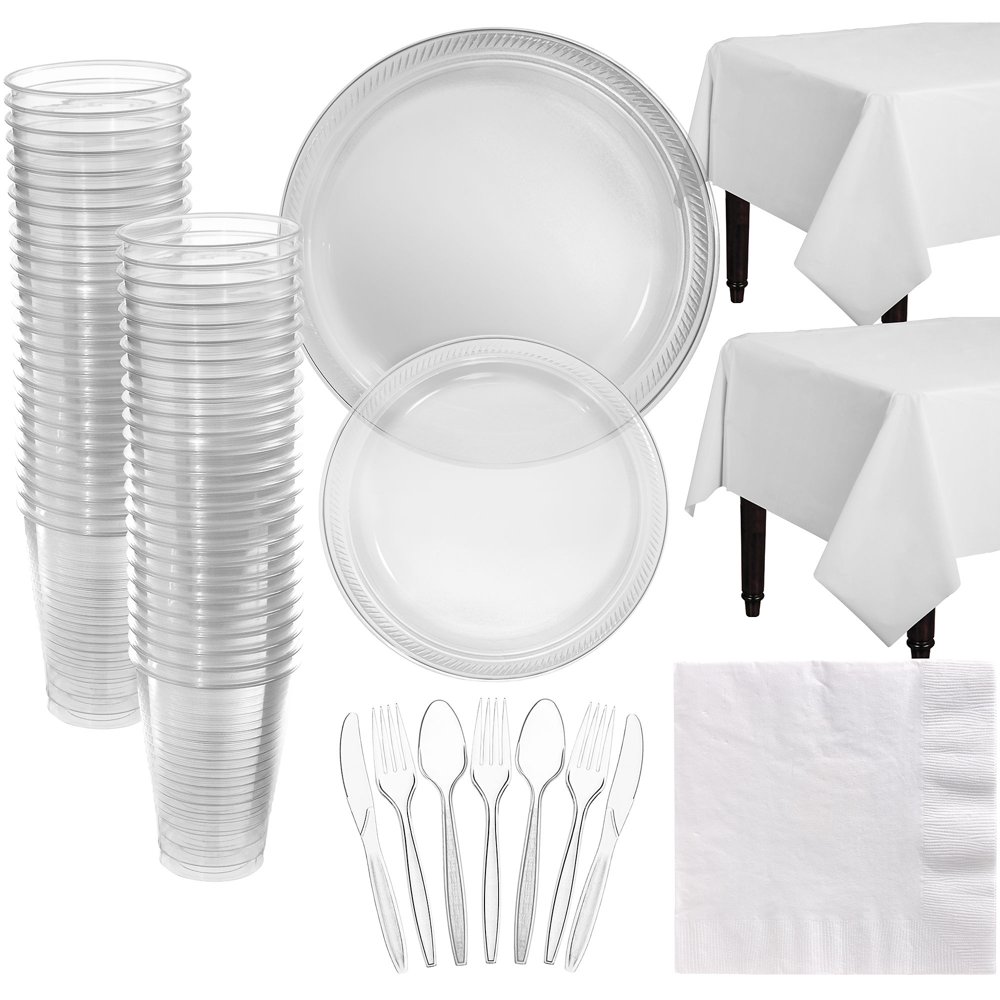 Amscan Plastic Tableware Kit for 50 Guests, Party Supplies Set