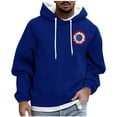 thumbnail image 2 of Men's Loose Fitting Hoodies Long Sleeve Drawstring Graphic Print Hoodie Pullover Sweatshirt Outdoor Sports Loungewear Tops Blue M, 2 of 5