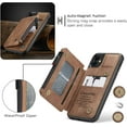 thumbnail image 6 of Case for iPhone SE 2022 5G/iPhone 7/iPhone 8/iPhone SE 2020, Vintage PU Leather Case RFID Blocking Zipper Wallet Cover Card Slots Magnetic Kickstand Shockproof case for iPhone SE3/SE2 - Brown, 6 of 16