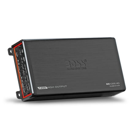 BOSS Audio Systems BE1200.4D Elite Series Car Audio Amplifier 1200 High Output, 4 Channel, Class D, 2/4 Ohm, High/Low Level Inputs, High/Low Pass Crossover, Full Range, Hook Up To Stereo & Subwoofer