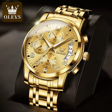 OLEVS Men's Chronograph Watch Waterproof Luminous Quartz Wrist Watch for Male